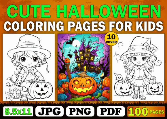 100 Cute Halloween Coloring Pages Kdp