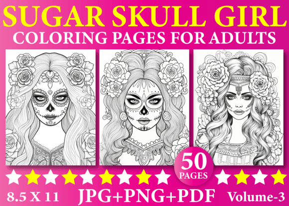 50 Sugar Skull Girl Coloring Pages for Adults