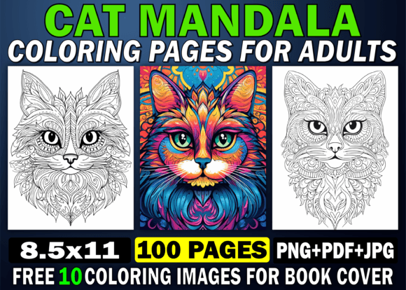 Cat Mandala Coloring Pages for Adults: Build Your KDP Coloring Book