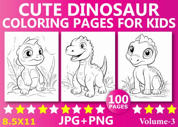 Cute Dinosaur Coloring Pages: Design Assets for Creators
