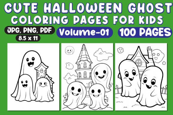Cute Halloween Ghost Coloring Pages 01 – More Than Just a Coloring Book