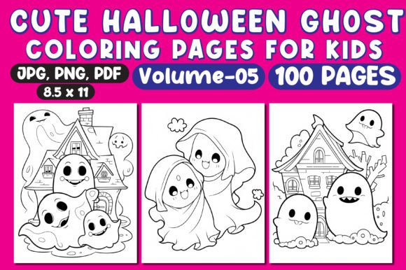 Cute Halloween Ghost Coloring Pages 05: A Creative Resource for All Ages