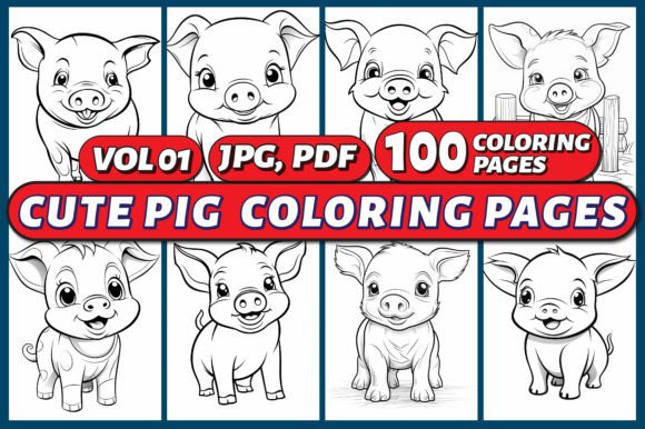 Cute Pig Coloring Pages for Kids Vol 01 – A Complete Resource for Parents, Educators, and Creators