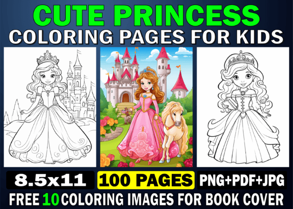 Cute Princess Coloring Book for Creative Projects