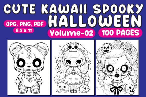 Halloween Kawaii Coloring Pages Vol – 02: The Ultimate Creative Bundle for Kids, Parents, and KDP Publishers