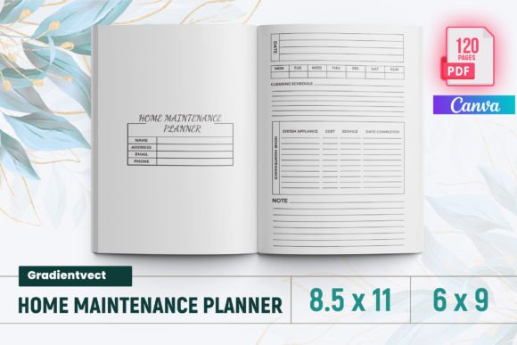 KDP Home Maintenance Planner for Canva