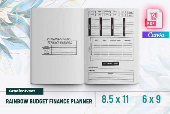 KDP Rainbow Budget Finance Planner Canva