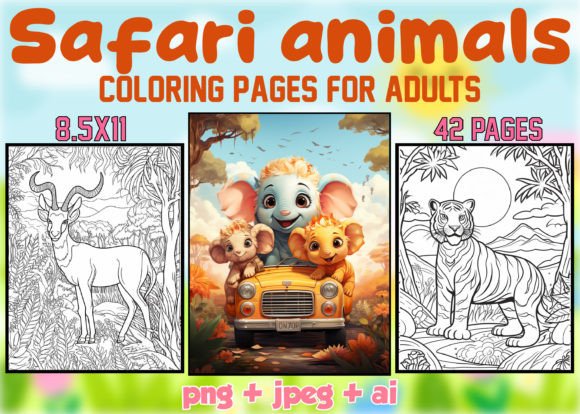 Safari Animals Coloring Pages for Adults