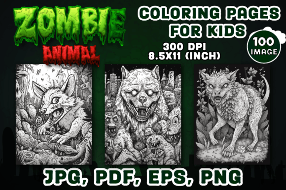 Zombie Horror Animal Coloring Book